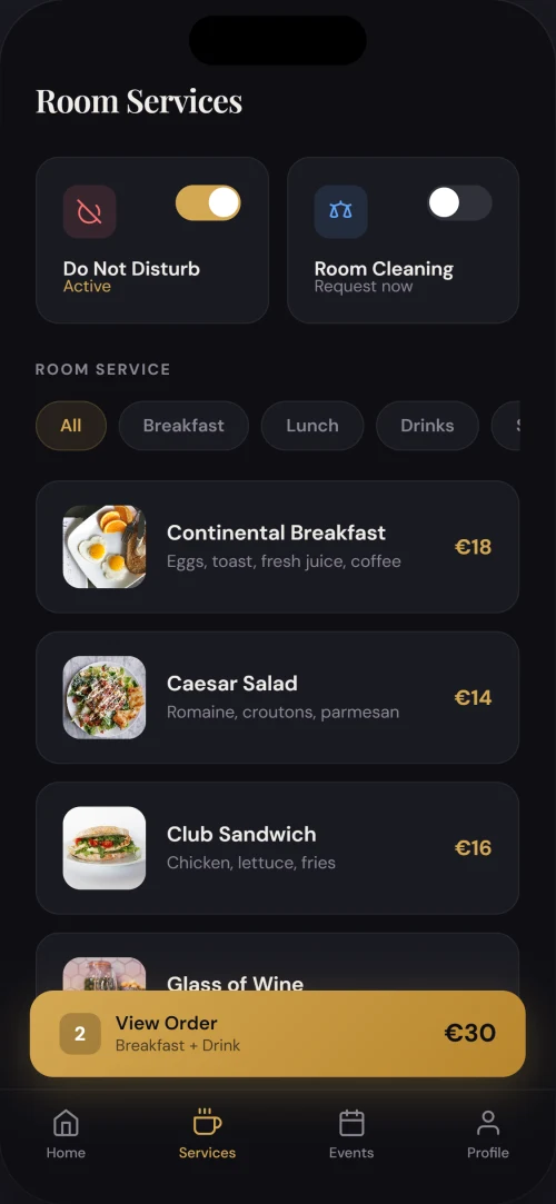 Hotelska aplikacija usluge za goste